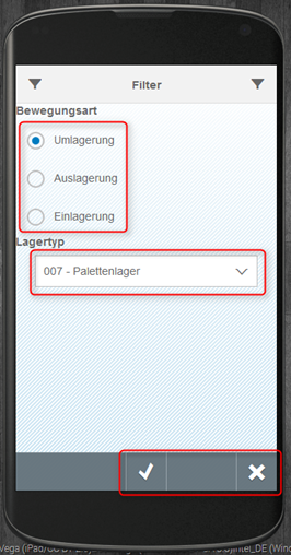 SAP WM App Arbeitsvorrat - Filterung