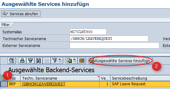 My Leave Requests - Service zufügen