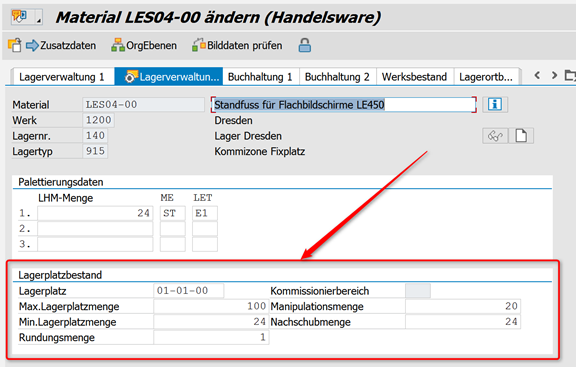 SAP WM Materialstamm anpassen