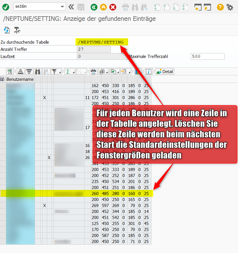 Alternativ muss auf die Tabelle /NEPTUNE/SETTING zugegriffen werden