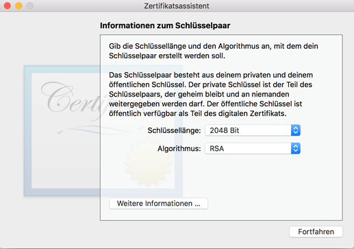 Anlegen einer Zertifizierungsinstanz