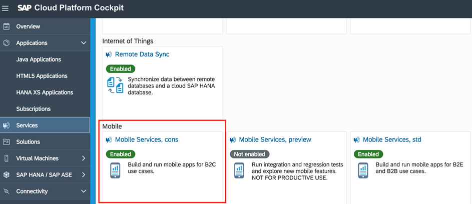 SAP Cloud Platform Cockpit
