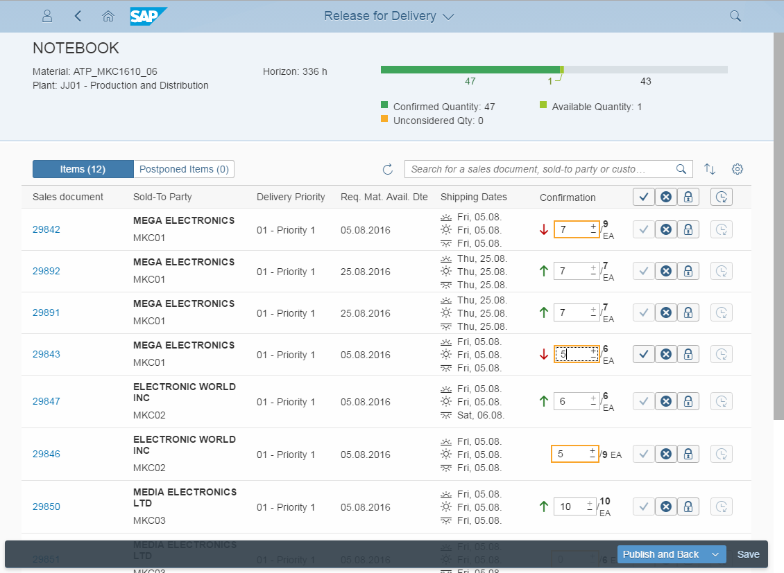 Dashboard in der Fiori App Release for Delivery
