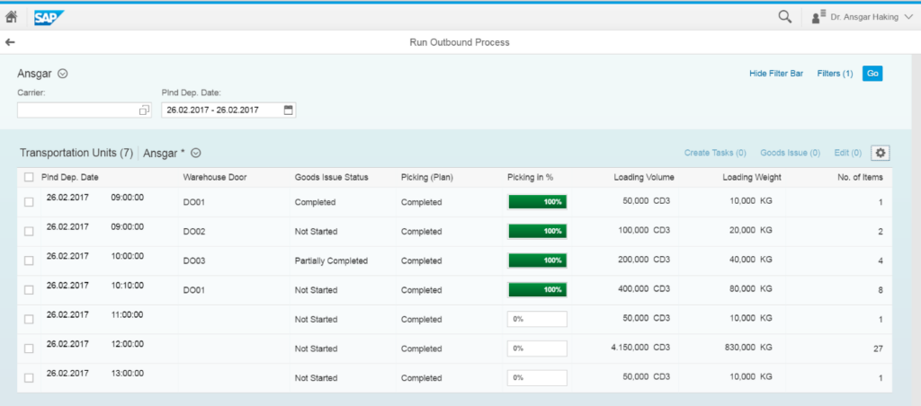 Run Outbound Process – Deliveries