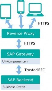 Der Reverse Proxy holt Ressourcen für einen Client von einem oder mehreren Servern