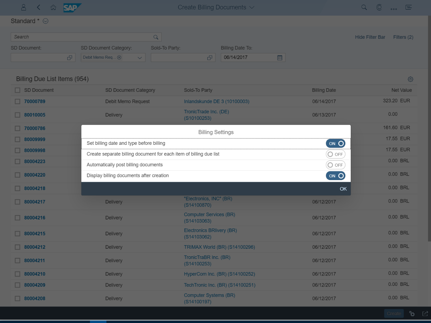 Create Billing Documents