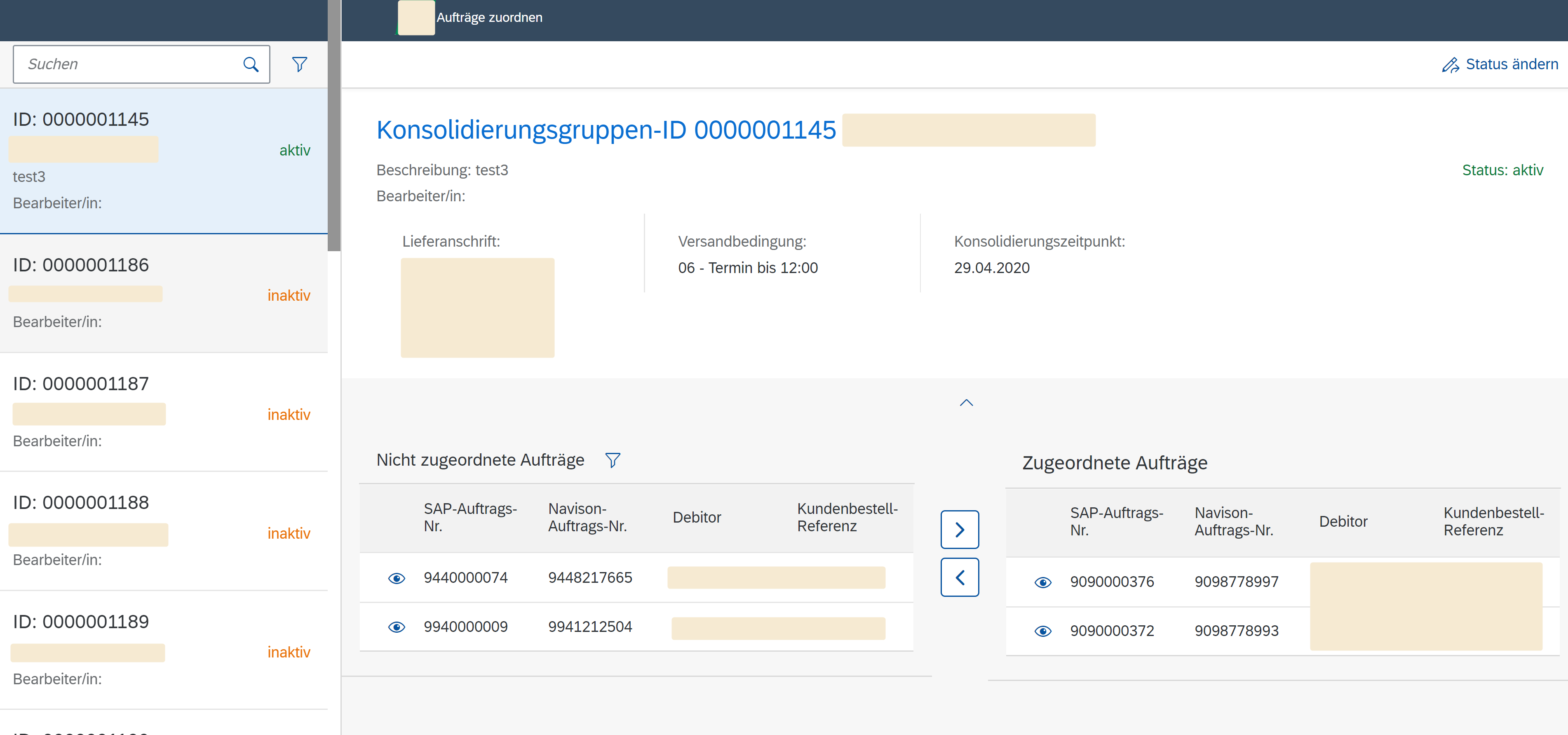 Lieferkonsolidierungs-App für SAP SD