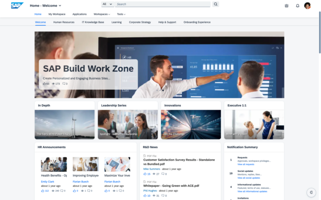 SAP Build Work Zone Website